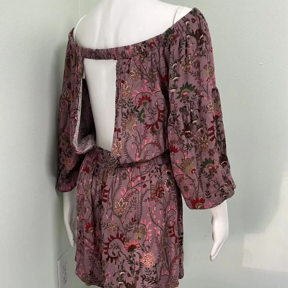 Free People Pretty And Free Romper in mauve color combo size large